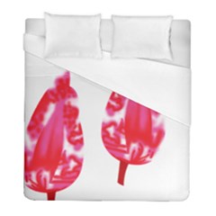 A Pair Of Red Leaves On A Black Background Duvet Cover (full/ Double Size)