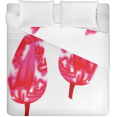 A Pair Of Red Leaves On A Black Background Duvet Cover Double Side (king Size)