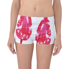 A Pair Of Red Leaves On A Black Background Reversible Boyleg Bikini Bottoms