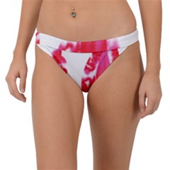 A Pair Of Red Leaves On A Black Background Band Bikini Bottoms