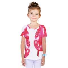 A Pair Of Red Leaves On A Black Background Kids  One Piece T-shirt