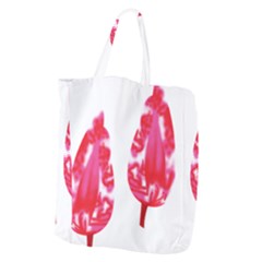 A Pair Of Red Leaves On A Black Background Giant Grocery Tote