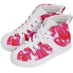 A Pair Of Red Leaves On A Black Background Kids  Hi-top Skate Sneakers