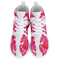 A Pair Of Red Leaves On A Black Background Women s Lightweight High Top Sneakers