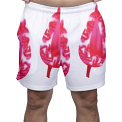 A Pair Of Red Leaves On A Black Background Men s Shorts