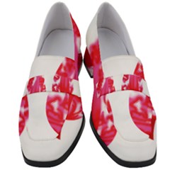 A Pair Of Red Leaves On A Black Background Women s Chunky Heel Loafers