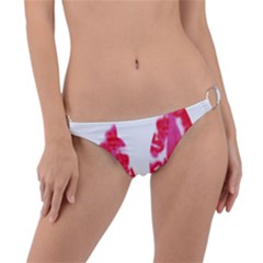 A Pair Of Red Leaves On A Black Background Ring Detail Bikini Bottoms