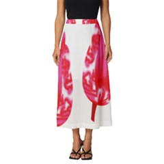 A Pair Of Red Leaves On A Black Background Classic Midi Chiffon Skirt