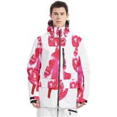 A Pair Of Red Leaves On A Black Background Men s Multi Pockets Zip Ski And Snowboard Waterproof Breathable Jacket