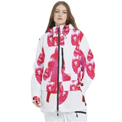 A Pair Of Red Leaves On A Black Background Women s Multi Pockets Zip Ski And Snowboard Waterproof Breathable Jacket