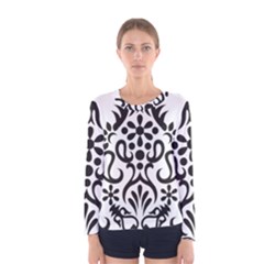 A Black And White Image Of An Ornate Design Women s Long Sleeve T-shirt