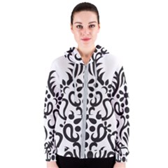 A Black And White Image Of An Ornate Design Women s Zipper Hoodie