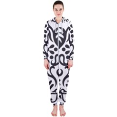 A Black And White Image Of An Ornate Design Hooded Jumpsuit (ladies)