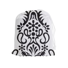 A Black And White Image Of An Ornate Design Drawstring Pouch (xl)