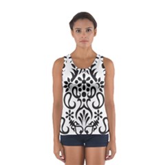 A Black And White Image Of An Ornate Design Sport Tank Top 