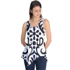 A Black And White Image Of An Ornate Design Sleeveless Tunic