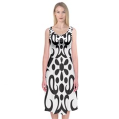 A Black And White Image Of An Ornate Design Midi Sleeveless Dress