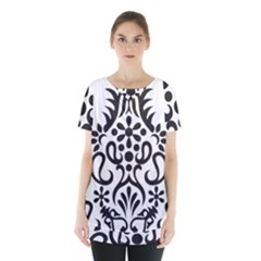 A Black And White Image Of An Ornate Design Skirt Hem Sports Top