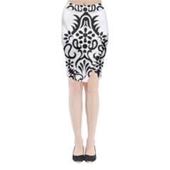 A Black And White Image Of An Ornate Design Midi Wrap Pencil Skirt