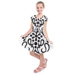 A Black And White Image Of An Ornate Design Kids  Short Sleeve Dress