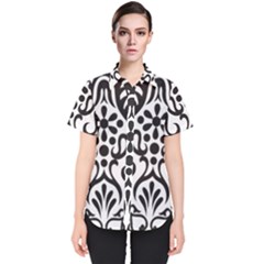 A Black And White Image Of An Ornate Design Women s Short Sleeve Shirt