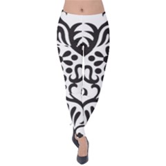 A Black And White Image Of An Ornate Design Velvet Leggings by catchydesignhill