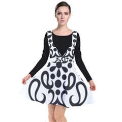 A Black And White Image Of An Ornate Design Plunge Pinafore Dress