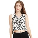 A Black And White Image Of An Ornate Design V-Neck Cropped Tank Top View1