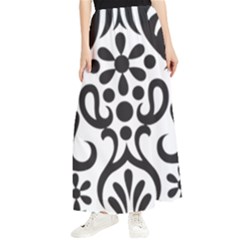 A Black And White Image Of An Ornate Design Maxi Chiffon Skirt