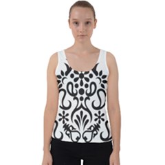 A Black And White Image Of An Ornate Design Velvet Tank Top