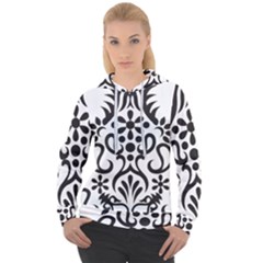 A Black And White Image Of An Ornate Design Women s Overhead Hoodie