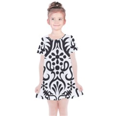 A Black And White Image Of An Ornate Design Kids  Simple Cotton Dress