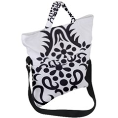 A Black And White Image Of An Ornate Design Fold Over Handle Tote Bag by catchydesignhill