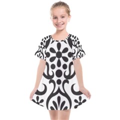 A Black And White Image Of An Ornate Design Kids  Smock Dress