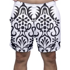 A Black And White Image Of An Ornate Design Men s Shorts