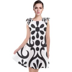 A Black And White Image Of An Ornate Design Tie Up Tunic Dress by catchydesignhill