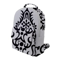 A Black And White Image Of An Ornate Design Flap Pocket Backpack (large)