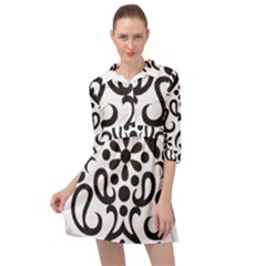 A Black And White Image Of An Ornate Design Mini Skater Shirt Dress