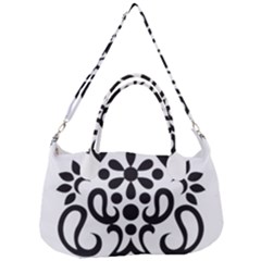 A Black And White Image Of An Ornate Design Removable Strap Handbag