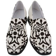 A Black And White Image Of An Ornate Design Women s Chunky Heel Loafers