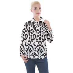 A Black And White Image Of An Ornate Design Women s Long Sleeve Pocket Shirt