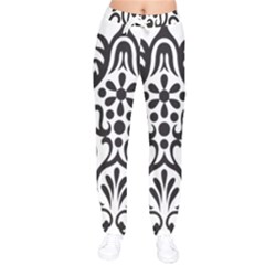 A Black And White Image Of An Ornate Design Women Velvet Drawstring Pants