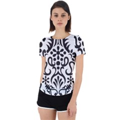 A Black And White Image Of An Ornate Design Back Cut Out Sport T-shirt