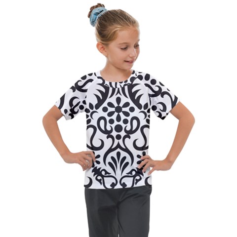 A Black And White Image Of An Ornate Design Kids  Mesh Piece T-shirt by catchydesignhill