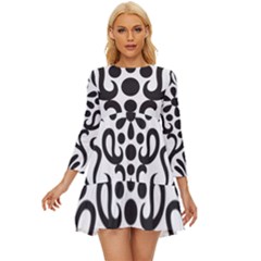 A Black And White Image Of An Ornate Design Long Sleeve Babydoll Dress by catchydesignhill