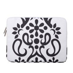 A Black And White Image Of An Ornate Design 14  Vertical Laptop Sleeve Case With Pocket by catchydesignhill