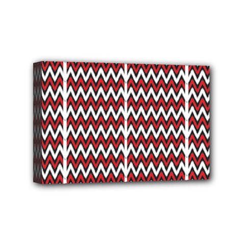 A Red And Black Zigzag Pattern On A White Background Mini Canvas 6  X 4  (stretched)