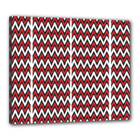 A Red And Black Zigzag Pattern On A White Background Canvas 24  X 20  (stretched)