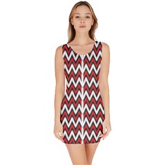 A Red And Black Zigzag Pattern On A White Background Bodycon Dress