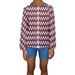 A Red And Black Zigzag Pattern On A White Background Kids  Long Sleeve Swimwear